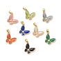Butterfly Brass Micro Pave Clear Cubic Zirconia  Pendants, with Cat Eye, Cadmium Free & Lead Free, Real 18K Gold Plated