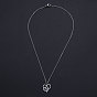 Mother's Day Gifts, 201 Stainless Steel Pendant Necklaces, with Cable Chains and Lobster Claw Clasps, Double Heart with Word Mom