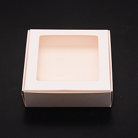 Boîte en carton créative pliable carrée, coffret cadeau, avec fenêtre