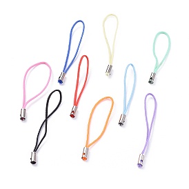 Mobile Phone Strap, Colorful DIY Cell Phone Straps, Nylon Cord Loop with Alloy Ends, 45mm