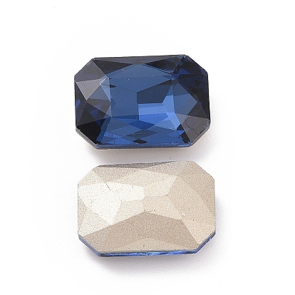 Cabujones de diamantes de imitación de cristal, espalda puntiaguda y espalda plateada, Rectángulo