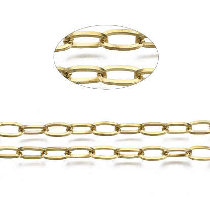304 cadenas de clips de acero inoxidable, cadenas portacables alargadas estiradas, con carrete, sin soldar, oval