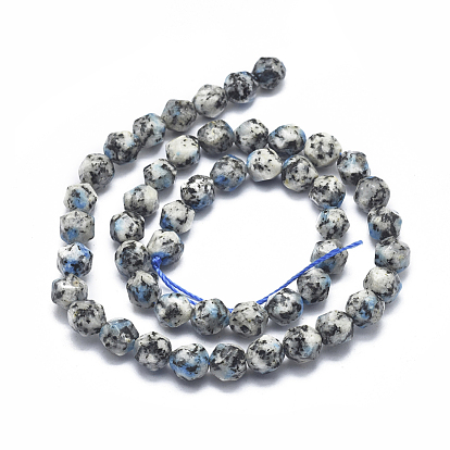 Cuentas de perlas naturales de k / 1 piedra / gota de azurita, facetados, rondo, cuentas redondas con corte de estrella