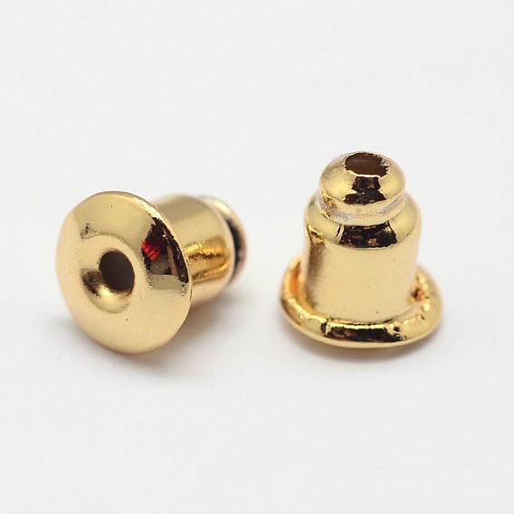 Grade AAA Brass Ear Nuts, Earring Backs, Cadmium Free & Nickel Free & Lead Free, 5.5x5mm, Hole: 1mm