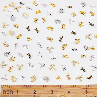 Olycraft 100Pcs 5 Colors Animal Themed Alloy Cabochons, Nail Art Decoration Accessories, DIY Crystal Epoxy Resin Material Filling