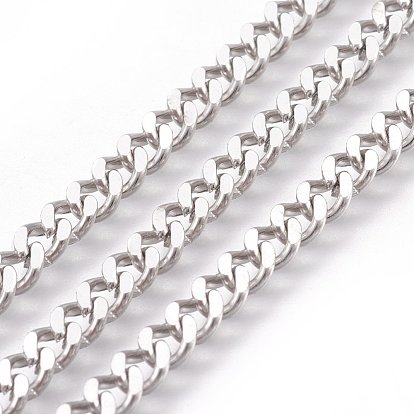 304 Stainless Steel Twisted Chains Curb Chain, Unwelded, for Men's Chain Necklace Making, with Spool
