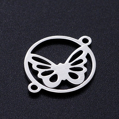 201 Stainless Steel Links Connectors, Circle with Butterfly
