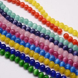 Cat Eye Beads Strands, Round, 10mm, Hole: 1.5mm, about 40pcs/strand, 15.5 inch