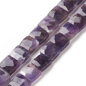 Natural Amethyst Beads Strands, Faceted, Square
