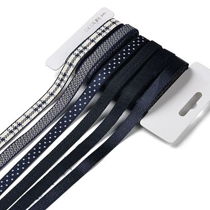 18 yards 6 styles ruban en polyester, pour le bricolage fait main, nœuds de cheveux et décoration de cadeaux, palette de couleurs bleues
