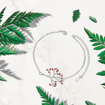 Bracelets de cheville à maillons en laiton Shegrace, avec résine époxy et chaînes de câbles, arbre