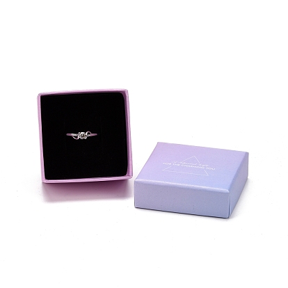 Boîtes à bijoux en carton, avec tapis éponge noir, pour emballage cadeau bijoux, carré avec le mot