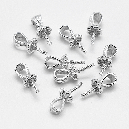 925 Sterling Silver Pendant Bails, For Half Drilled Beads