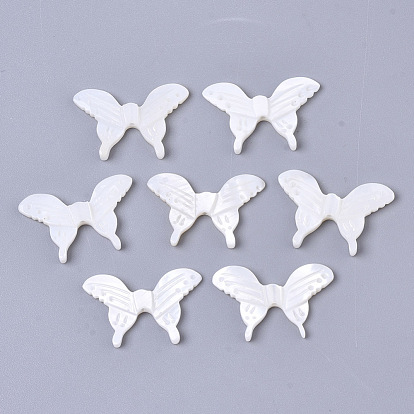 Perlas de concha de nácar blanco natural, mariposa