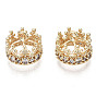 Brass Micro Pave Clear Cubic Zirconia Charms, Nickel Free, Crown