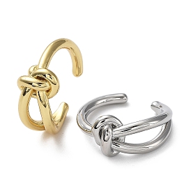 Rack Plating Brass Knot Open Cuff Rings for Women, Lead Free & Cadmium Free, Long-Lasting Plated