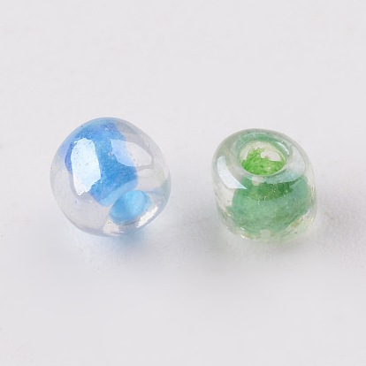 Perles rondes en verre de graine, trou rond, intérieur couleurs