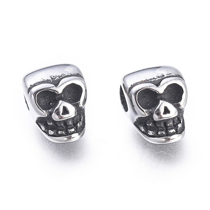 Halloween 304 Stainless Steel Beads, Skull Head