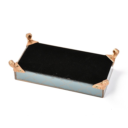Flannelette & Wooden Rectangle Jewelry Displays Stand, Earring Necklace Ring Jewelry Holder Stand Display