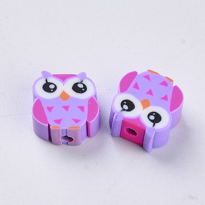 Handmade Polymer Clay Beads, Owl