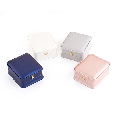 PU Leather Necklace Pendant Gift Boxes, with Golden Plated Iron Crown and Velvet Inside, for Wedding, Jewelry Storage Case
