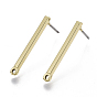 Smooth Surface Iron Stud Earring Findings, with Loop and Steel Pin, Cuboid