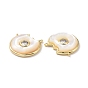 Donut Brass Clear Cubic Zirconia with Shell Connector Charms, Cadmium Free & Lead Free