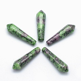 Natural Ruby in Zoisite Pointed Beads, Healing Stones, Reiki Energy Balancing Meditation Therapy Wand, Bullet, Undrilled/No Hole Beads