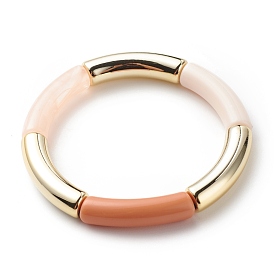 Bracelet extensible perlé tube incurvé acrylique pour femme