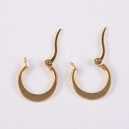 304 Stainless Steel Hoop Earrings, Hypoallergenic Earrings, Flat Ring Shape