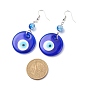 Lampwork Evil Eye Dangle Earrings, Brass Jewelry for Women