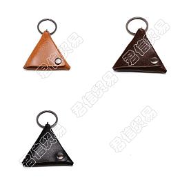 Chgcraft 3 pcs 3 couleurs porte-clés en cuir pu, avec les accessoires en fer de bronze antique, pour housse de médiator, triangle, pour musicien guitariste cadeau musical
