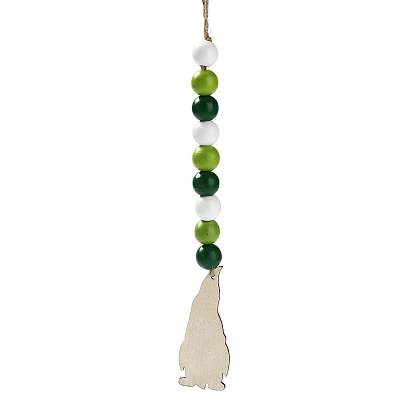 Décoration pendentif gnome en bois pour la saint-patrick, avec décoration suspendue en corde de jute perlée en bois