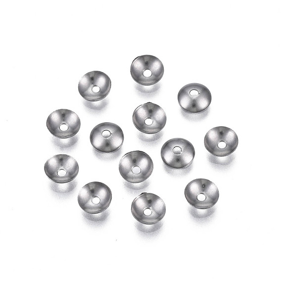 304 Stainless Steel Bead Caps, Apetalous, Half Round
