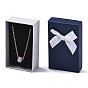 Cardboard Jewelry Boxes, for Necklaces, Ring, Earring, with Bowknot Ribbon Outside and Black Sponge Inside, Rectangle