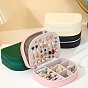 Half Round PU Leather Jewelry Box, Travel Portable Jewelry Case, Zipper Storage Boxes, for Necklaces, Rings, Earrings and Pendants