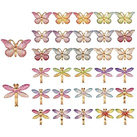 32 pcs 2 pendentifs en plastique de style bricolage, libellule et papillon