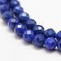Natural Lapis Lazuli Beads Strands, Grade A, Faceted, Round