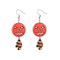 Synthetic Turquoise Pumpkin Dangle Earrings with Seed Beaded, 316 Surgical Stainless Steel Jewelry for Halloween