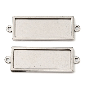 201 Stainless Steel Cabochon Connector Settings, Rectangle