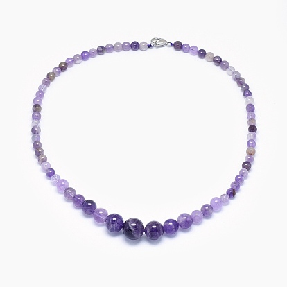 Pierres naturelles mélangées perles graduées colliers et bracelets ensembles de bijoux, avec fermoirs mousquetons en laiton  