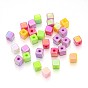 Perles acryliques colorées en polystyrène écologiques, couleur ab , cube, 4x4mm, Trou: 1mm, environ8000 pcs / 500 g