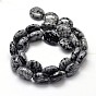 Flat Round Natural Snowflake Obsidian Bead Strands, 16x14x7mm, Hole: 1mm, about 25pcs/strand, 15.74 inch