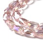 Faceted Electroplated Transparent Glass Beads Strands, AB Color Plated, Oval