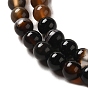 Agate noire teints rangées de perles rondes