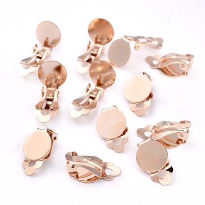 304 Stainless Steel Clip-on Earring Setting, with Round Flat Pad, Flat Round