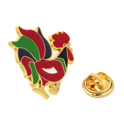 Rooster Enamel Pins, Golden Plated Alloy Badge for Backpack Clothes