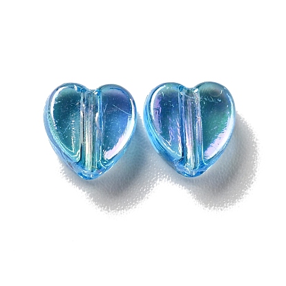 Perles en plastique transparentes écologiques, ab de couleur, cœur