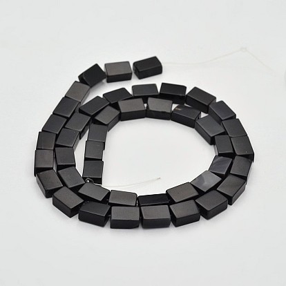 Brins de perles d'onyx noir naturel rectangle, teint, 9x6x4mm, Trou: 1mm, Environ 44 pcs/chapelet, 15.7 pouce