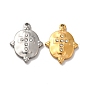 304 Stainless Steel Pendants, with Crystal Rhinestone, Oval with Cross Charms